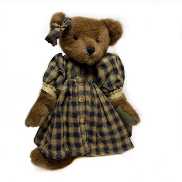 Boyds Bears Plush Eugenia Archive Collection Bear 16" in Blue Plaid Dress - Picture 1 of 8